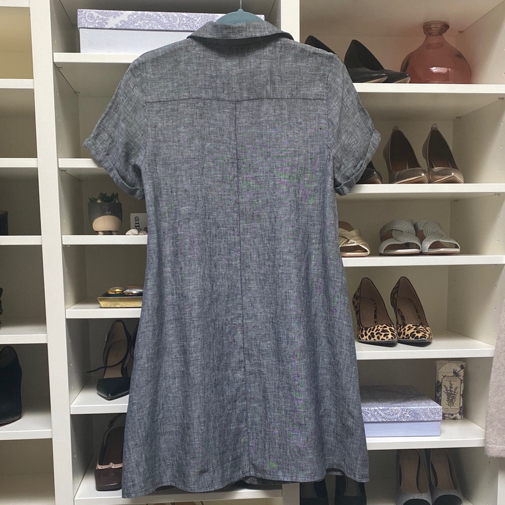 Tahari - Gray Linen Button-Down Dress! Like NEW. Size S. - Picture 11 of 15